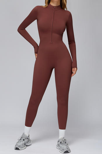 sports stretch solid color tight fleece with padded yoga jumpsuit size run small