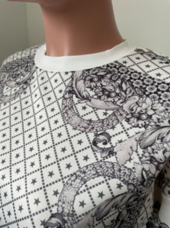Plus size pattern printing autumn long sleeve round neck micro elastic leisure two-piece set