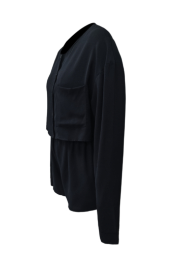 Early autumn new stylish solid color single breasted top with short inelastic casual two-piece set