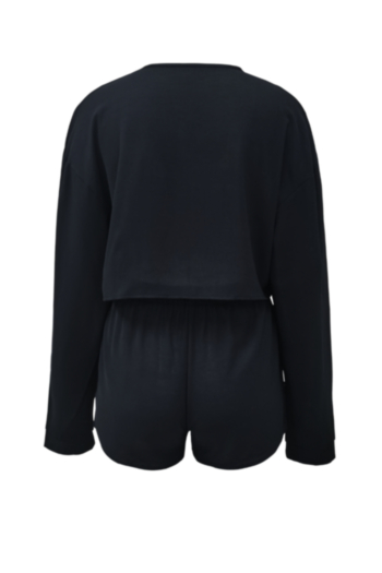 Early autumn new stylish solid color single breasted top with short inelastic casual two-piece set