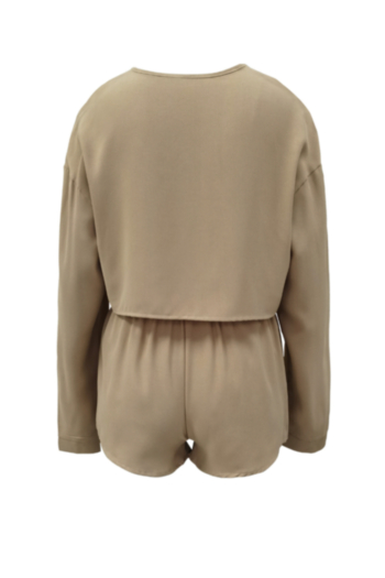 Early autumn new stylish solid color single breasted top with short inelastic casual two-piece set