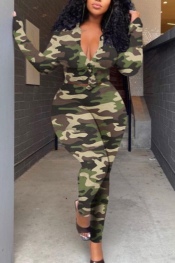 autumn new plus size camo printing micro-elastic bell-sleeve blouse with stretch pants stylish two-piece set