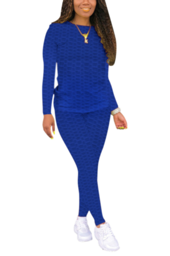 autumn new simple pure color 4-colors stretch plus size jacquard casual two-piece set