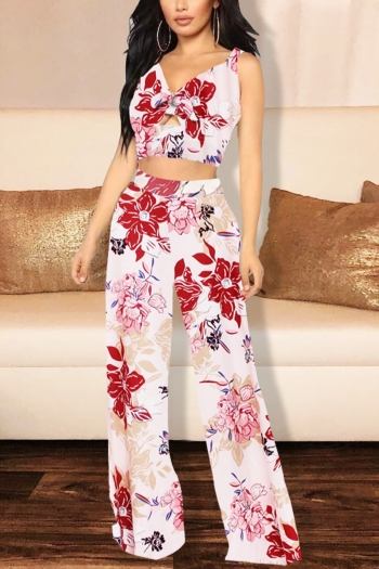 summer new stylish hollow multicolor batch printing sling plus size stretch backless sexy two-piece set