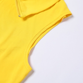 Summer new stylish irregular printing zip-up lapel sleeveless stretch slim casual pants sets