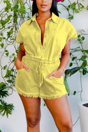 s-3xl plus size summer new 4 colors solid color micro elastic single-breasted pockets drawstring stylish denim shorts sets