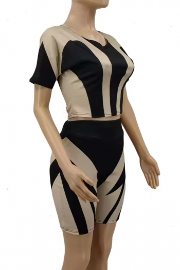 S-2XL summer new plus size 3 colors fixed printing high stretch stylish slim shorts sets