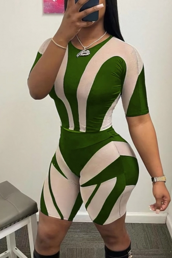 S-2XL summer new plus size 3 colors fixed printing high stretch stylish slim shorts sets