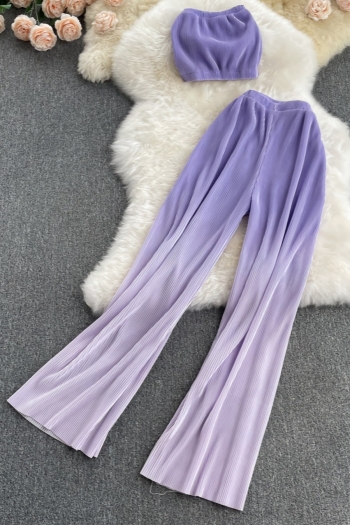 summer new 6 colors gradient color slight stretch tube top with straight pants stylish pleated pants sets