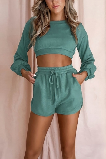autumn new stylish simple 6 colors solid color plus size pocket slight stretch high waist casual shorts sets