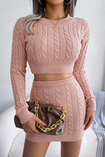 autumn & winter new 3 colors stretch knitted long sleeves bodycon stylish skirt sets