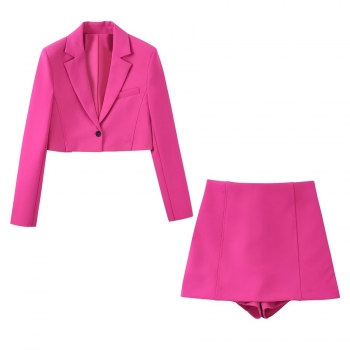 xs-l autumn new solid color inelastic button suit collar pocket fashion high quality shorts sets