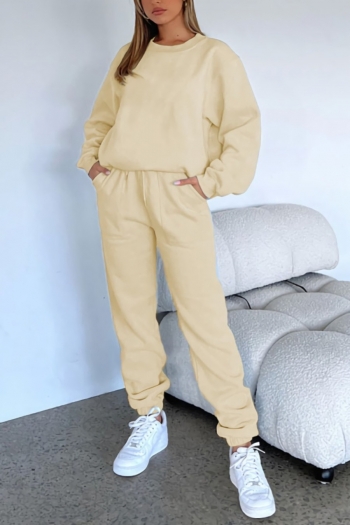 winter new stylish 7 colors velvet loose slight stretch solid color pocket plus size casual pants sets