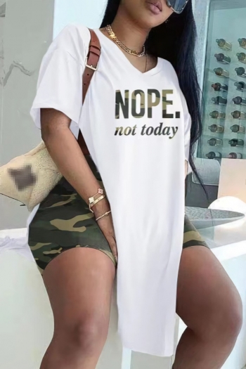 summer new stylish letter printing crew neck short sleeve slight stretch camo shorts plus size casual two piece sets