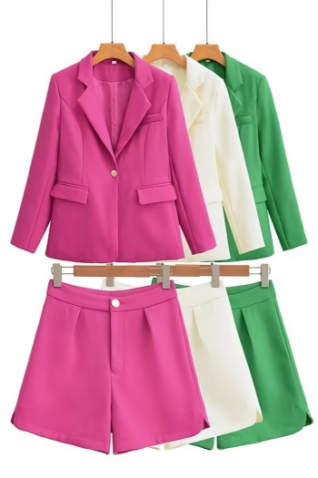 autumn new 3 colors non-stretch long sleeve button zip-up pocket stylish high quality suit shorts sets