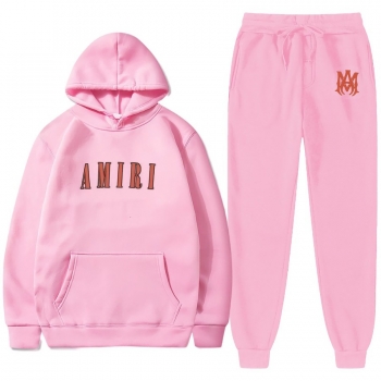slight stretch 5-colors letter printing plush hooded sweatshirts pants suits