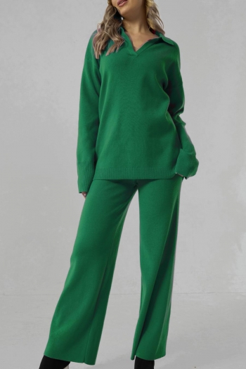 slight stretch simple solid color 4-colors loose knitted pants sets