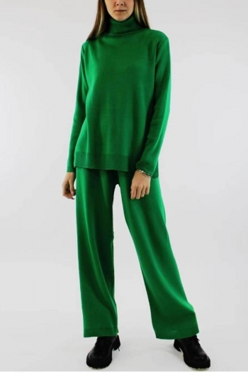 slight stretch simple solid color 8-colors pocket knit slit casual pants sets