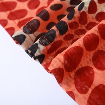 Sexy polka dot printing stretch long sleeve zip-up slim mini skirt set