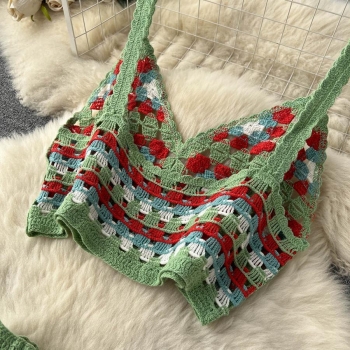 Sexy bohemia 3 colors stretch crochet hollow sling high waist skirt set