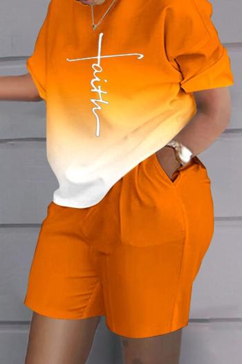 casual plus size slight stretch letter gradient color shorts sets new add colors