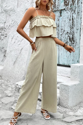 sexy non-stretch cotton solid color sling pants sets