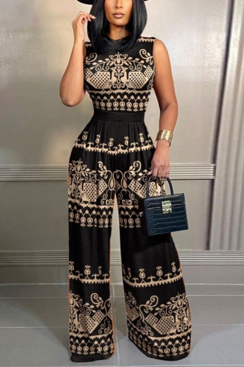 casual plus size slight stretch fixed printing crew neck bodysuit pants sets