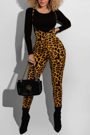 stylish plus size slight stretch long sleeve t-shirt leopard print pants sets