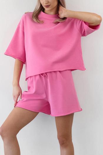 casual slight stretch two colors loose t-shirt & shorts set
