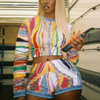 sexy slight stretch multicolor printing crew neck shorts sets