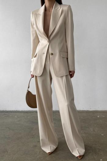 casual non-stretch solid color suit collar with shoulder pads pants sets