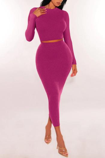 sexy plus size slight stretch 4 colors crop top & bodycon midi skirt set