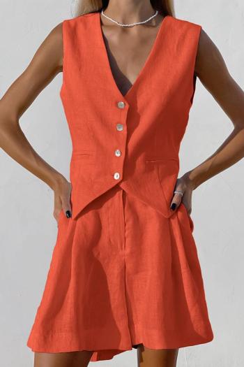 stylish non-stretch pure cotton fabric 11 colors vest & suit shorts set