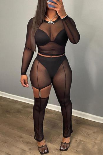 sexy slight stretch see-through mesh hollow pants sets(no underwear)