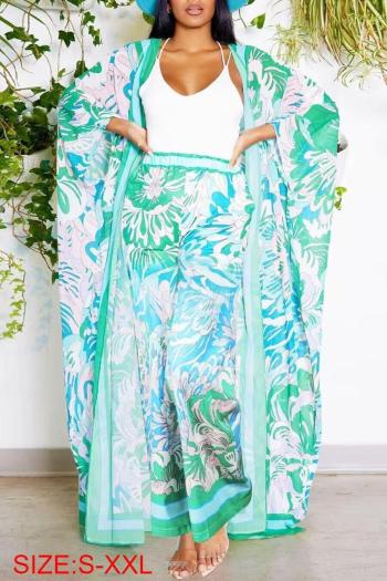 plus size s-xxl flower batch printing casual loose pants set