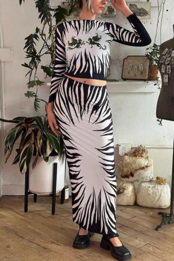 sexy slight stretch contrast color fixed printing backless maxi skirt sets
