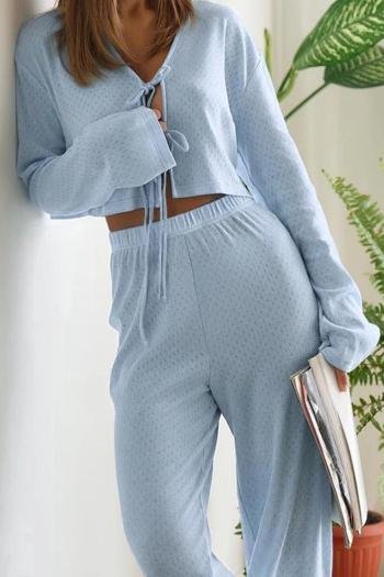 sexy slight stretch ribbed knit 3 colors v-neck lace-up pants sets
