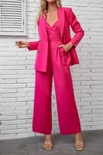 stylish slight stretch blazer & jumpsuit high quality multi-style two-piece set