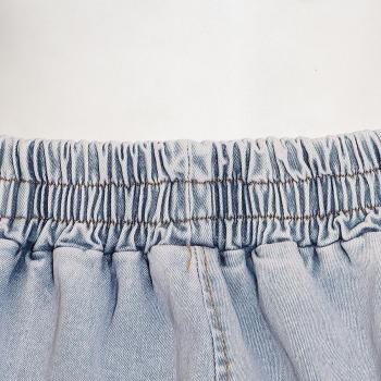 Sexy plus size slight stretch denim tube design pocket pants sets DA005682