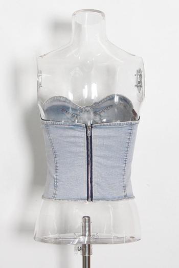 Sexy plus size slight stretch denim tube design pocket pants sets DA005682