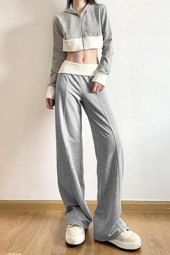 sexy slight stretch contrast color high-waist hooded pants sets