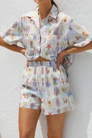 casual non-stretch multi-color batch printing loose shorts set#1