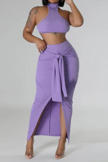 sexy plus size slight stretch solid color backless slit slim maxi dress