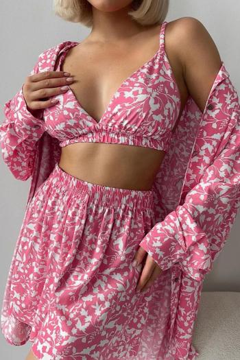 casual non-stretch batch printing loose three-piece set