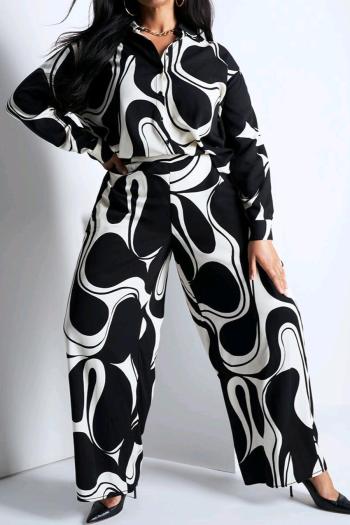 casual plus size non-stretch batch printing loose pants set