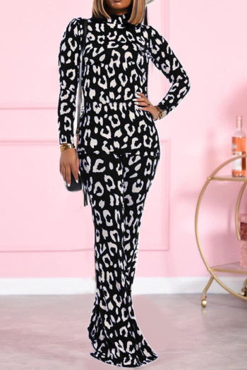 new casual plus-size 3-color contrast venetian long sleeve tops pants sets