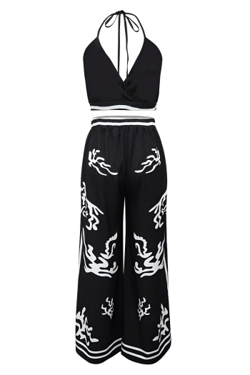 Stylish plus size non-stretch tatting positioning print vest & pants set