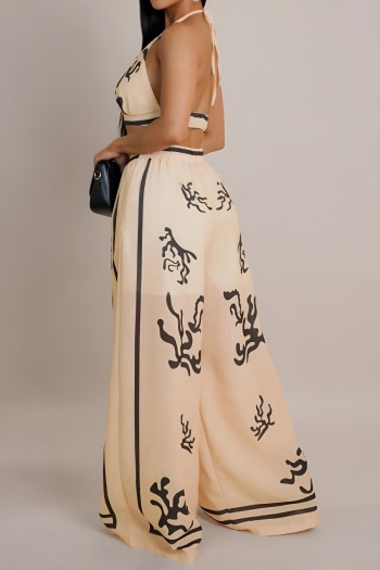 Stylish plus size non-stretch tatting positioning print vest & pants set