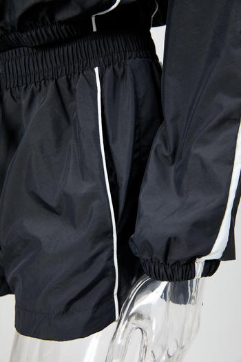 Casual plus size non-stretch striped zip-up top and shorts set new add color