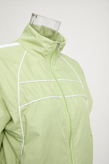 Casual plus size non-stretch striped zip-up top and shorts set new add color